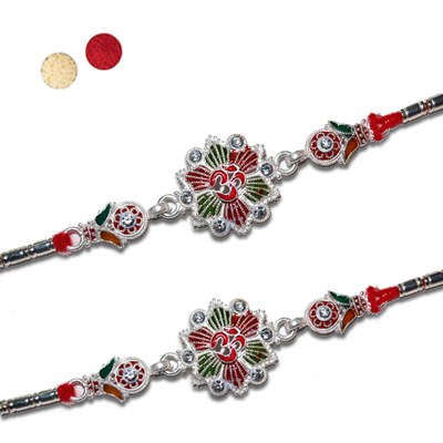 "Silver Coated Rakhi - SIL-6120 A-CODE-024 (2 RAKHIS) - Click here to View more details about this Product